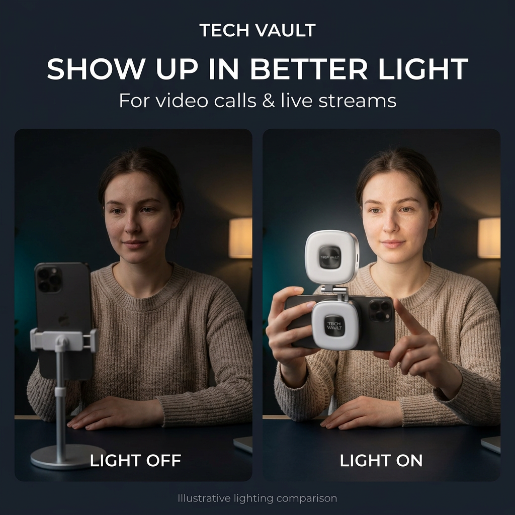 Video call and live-streaming comparison with the light off and on