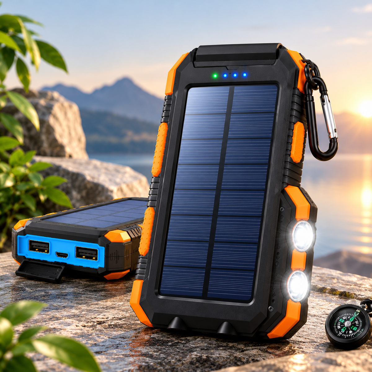 Tec Vault™ 20000mAh Waterproof Solar Power Bank | Dual USB Portable Charger & LED Flashlight