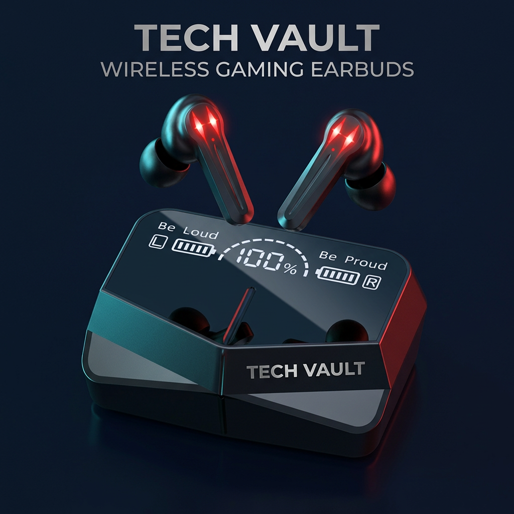 Tech Vault gaming earbuds campaign image