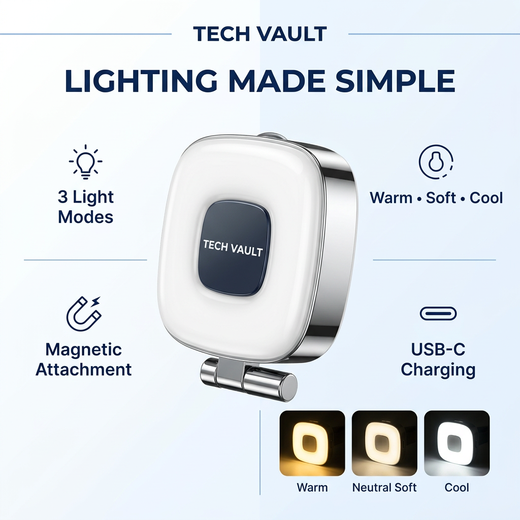 Tech Vault LED fill light feature graphic